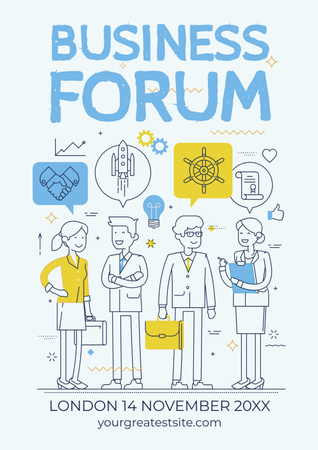 Business forum Invitation with Business People Poster Modelo de Design
