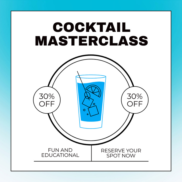 Ontwerpsjabloon van Instagram van Fun Masterclass of Cocktails with Discount