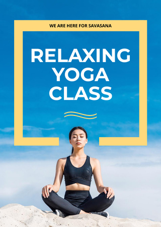 Relaxing Yoga Class Announcement Postcard A6 Vertical – шаблон для дизайну