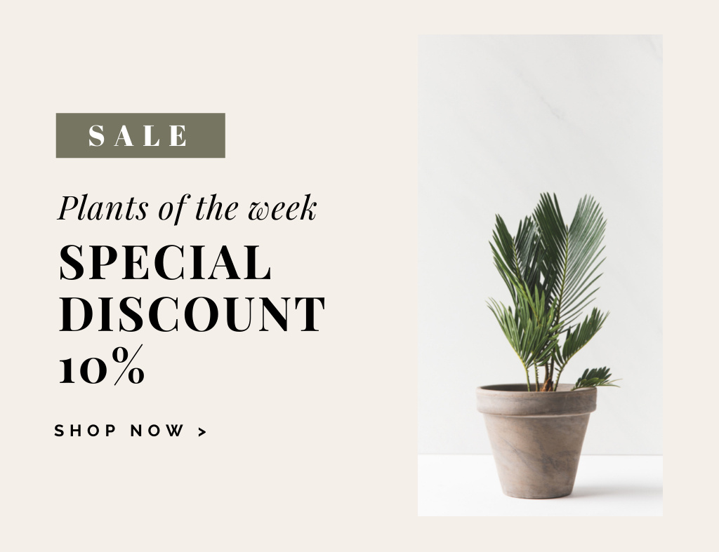 Special Discount on Pot Plants Thank You Card 5.5x4in Horizontal Modelo de Design