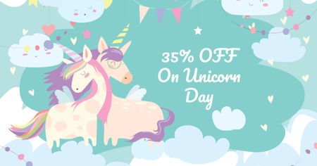 Ontwerpsjabloon van Facebook AD van Unicorn Day Discount Offer