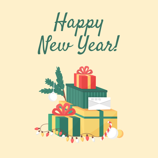 Bright New Year Holiday Greeting Instagram Design Template