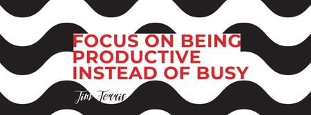 Plantilla de diseño de Productivity Quote on Waves in Black and White Facebook cover 