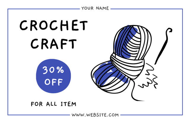 Crochet Craft Sale With Discount For All Items Thank You Card 5.5x8.5in Tasarım Şablonu