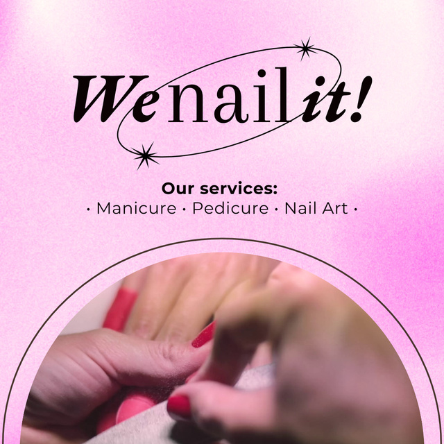 Ontwerpsjabloon van Animated Post van Beauty Nail Services Offer With Slogan
