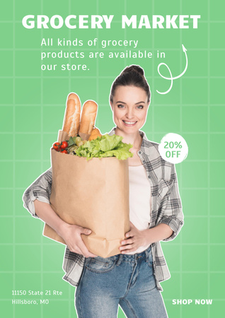 Grocery Market Discount Offer Poster Design Template