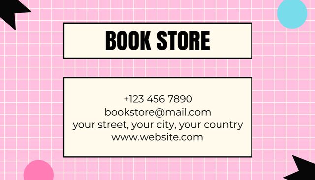 Bookstore Ad on Pink Business Card US Tasarım Şablonu