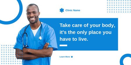 Inspirational Quote about Bodycare From Doctor Twitter Design Template