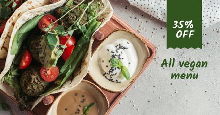 Designvorlage Restaurant menu offer with vegan dish für Facebook AD