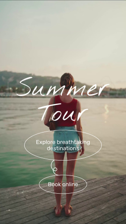 Designvorlage Sommertouren mit Buchung und Meerblick für TikTok Video