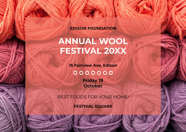 Knitting Festival with Soft Skeins of Acrylic Yarn Flyer A6 Horizontal Design Template