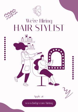 Ontwerpsjabloon van Poster 28x40in van Hair Stylist Vacancy