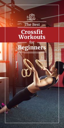 Woman Training in Crossfit gym Graphic Design Template