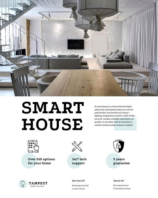 Technology of Smart Home with Icons Poster 16x20in Modelo de Design