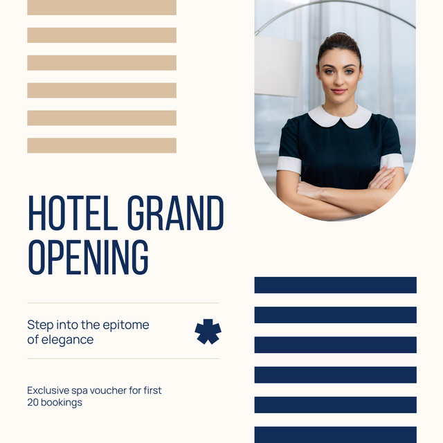 Best Hotel Grand Opening With Exclusive Voucher And Catchphrase Instagram AD Design Template