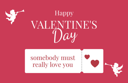 Plantilla de diseño de Happy Valentine's Day Greeting with Cupids Thank You Card 5.5x8.5in 