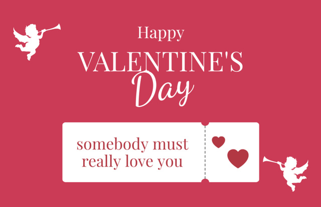 Ontwerpsjabloon van Thank You Card 5.5x8.5in van Happy Valentine's Day Greeting with Cupids