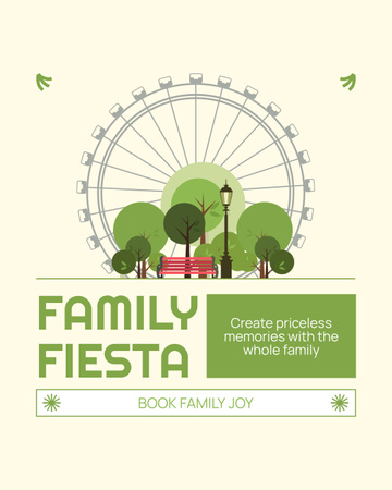 Plantilla de diseño de Fiesta Familiar En Parque De Atracciones Con Reserva Instagram Post Vertical 