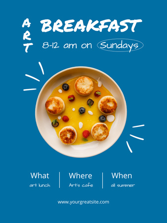Maukkaita pannukakkuja marjoilla aamiaiseksi kahvilassa Poster 36x48in Design Template