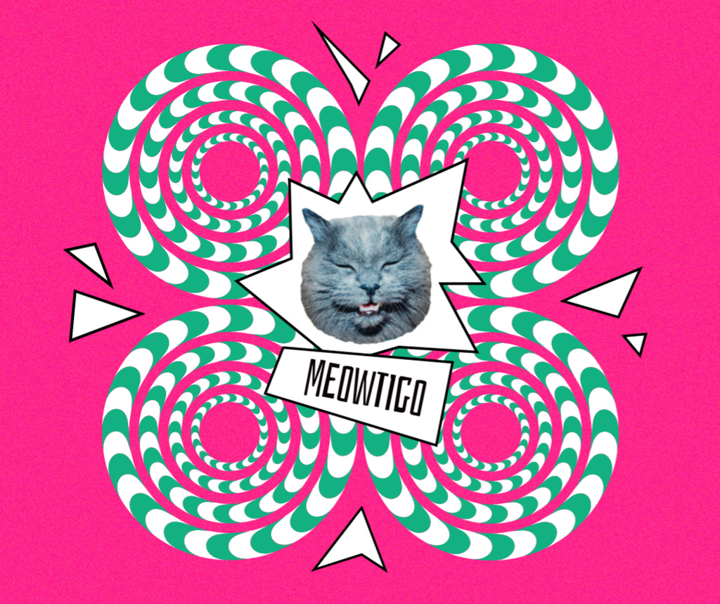 Designvorlage Funny Cat with Vertigo Illustration für Facebook