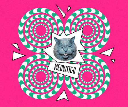 Funny Cat with Vertigo Illustration Facebook Design Template