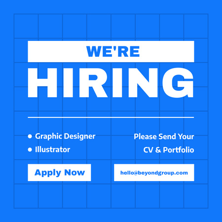 Open Positions Ad on Blue Instagram Design Template