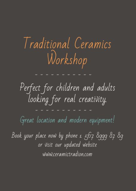 Traditional Ceramics Workshop Ad Invitation Design Template