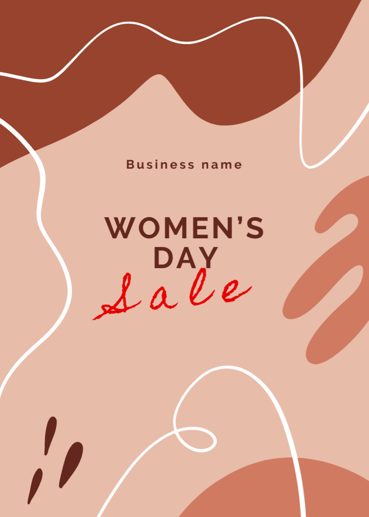 Platilla de diseño Women's Day Offers with Beige Blots Postcard 5x7in Vertical