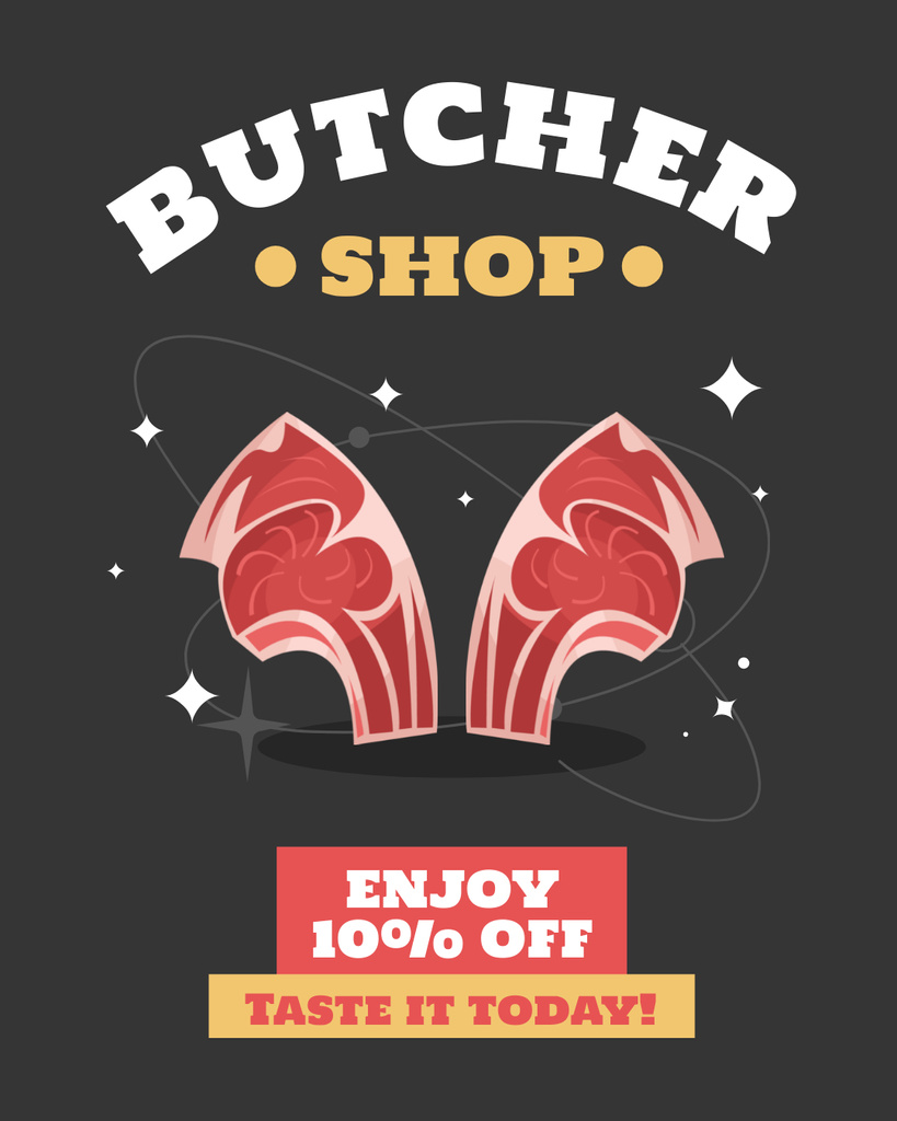 Premium Meat Selection in Butcher Shop Instagram Post Vertical Modelo de Design
