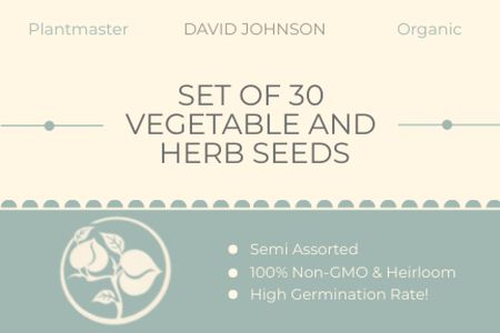 Vegetable and Herb Seeds Offer Label Šablona návrhu