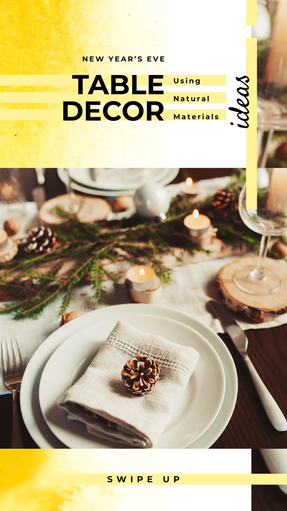 Festive Formal Dinner Table Setting with Decor Instagram Story Šablona návrhu