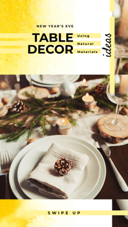 Festive Formal Dinner Table Setting with Decor Instagram Story Design Template