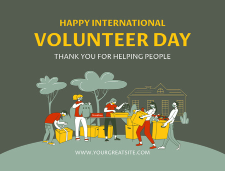 International Volunteer Day Greeting Postcard 4.2x5.5in Šablona návrhu