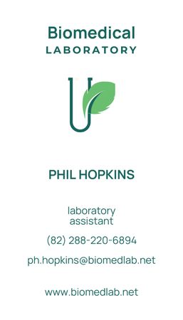 Ontwerpsjabloon van Business Card US Vertical van Contactgegevens van de laboratoriummedewerker
