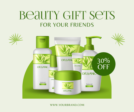 Beauty Gift Sets Bright Green Facebook Design Template