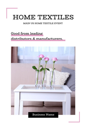 Home Textiles Event Announcement With White Interior Postcard 4x6in Vertical Design Template