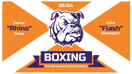 Boxing Match Announcement Bulldog on Orange Title – шаблон для дизайна