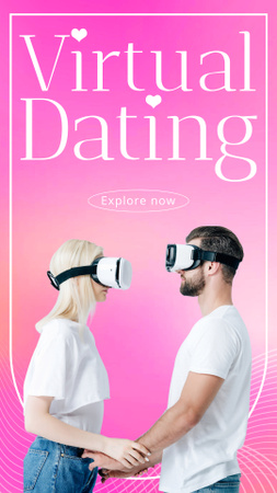 Virtual Reality Dating with Couple in Pink Instagram Story Design Template