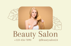 Beauty Salon Offer with Beautiful Woman Brushing Long Hair