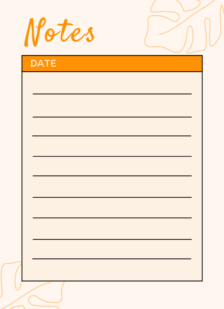 Designvorlage Structured Daily Notes Organizer with Leaf Illustration für Notepad 4x5.5in