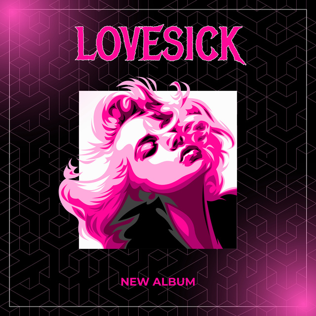Pink Illustration of Young Woman Album Cover Πρότυπο σχεδίασης