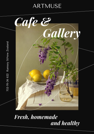 Inspiring Cafe and Art Gallery Ad With Slogan Poster B2 Modelo de Design