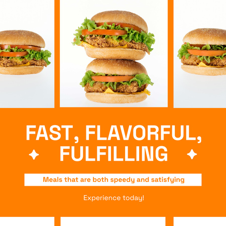Fast Casual Restaurant Ad with Fast Food Offer Instagram Design Template