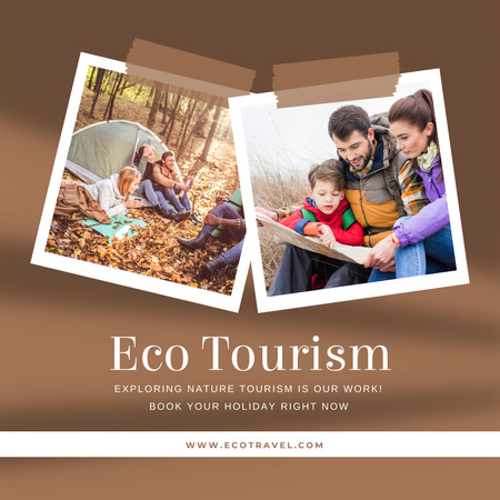 Eco Tourism Inspiration with Family Camping Instagram Design Template