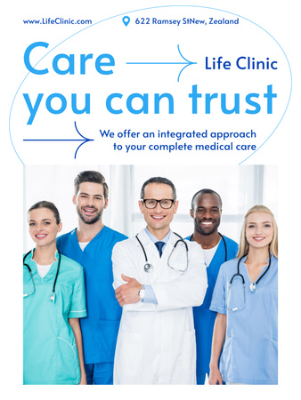 Friendly Doctors in Clinic Poster 36x48in Tasarım Şablonu