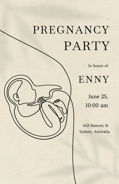 Plantilla de diseño de Pregnancy Party Announcement With Baby in Belly Invitation 5.5x8.5in 