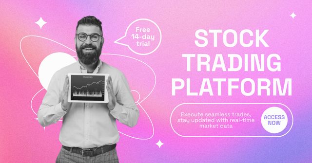 Ontwerpsjabloon van Facebook AD van Offer Free Use of Stock Trading Platform