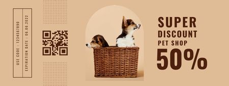 Lovely National Pet Week Voucher And Dogs In Basket Coupon Design Template
