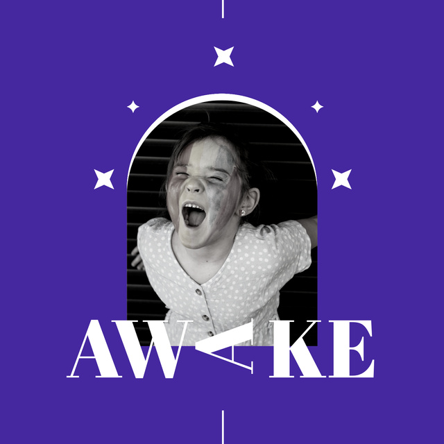 Cute Funny Little Girl yawns Album Cover – шаблон для дизайну