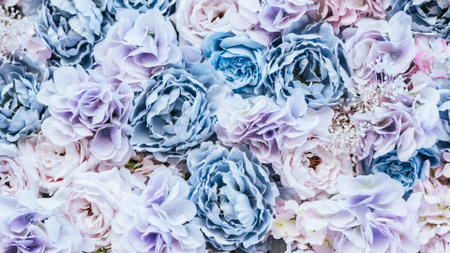 Designvorlage Fancy Blue Rose Flowers für Zoom Background